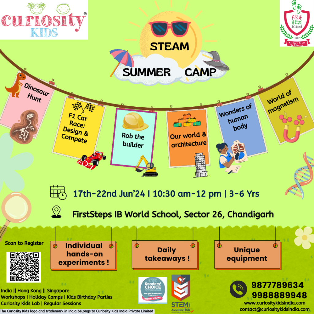 Summer Camp(3-6 yrs): FirstSteps IB World School, Chandigarh: 17th-22nd June 2024: To enrol: click on the image