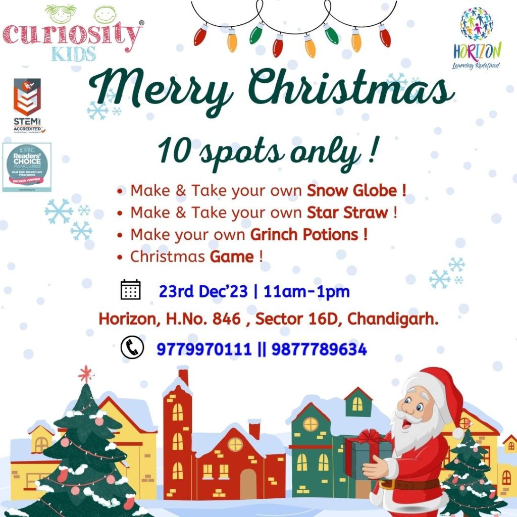 Christmas Workshop – Make & take your own snow globes: Horizon, Chandigarh: 23rd Dec’23: Click on the image to enrol