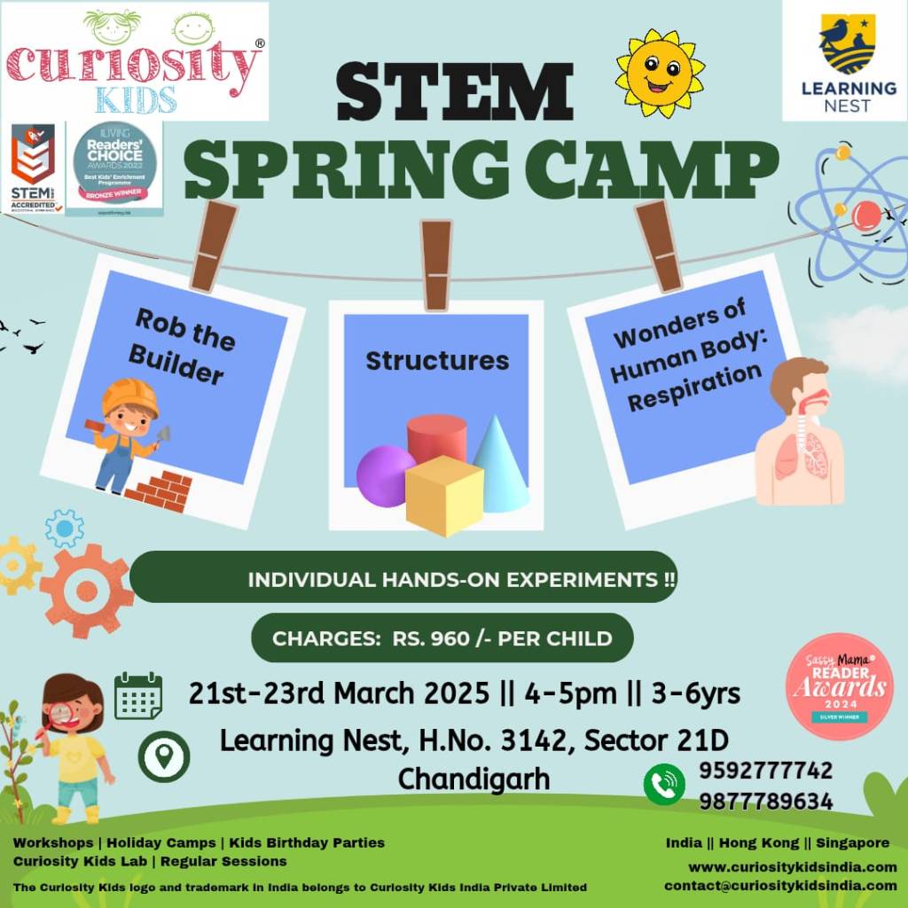 Spring Holiday Camp: Learning Nest, Chandigarh: 21st-23ed Mar’25: click on the image to enrol